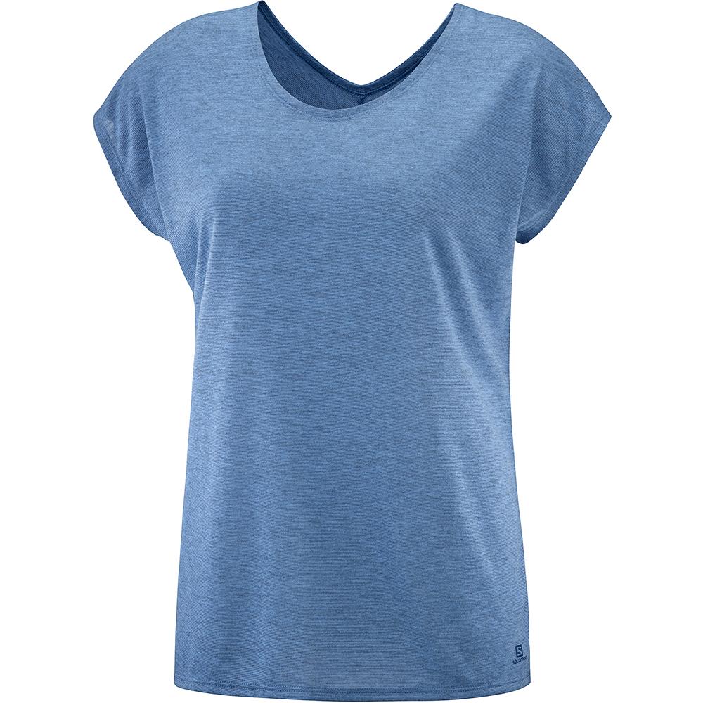 SALOMON COMET SS W Philippines - Women's Tee Shirts - Blue | 438597-BGC